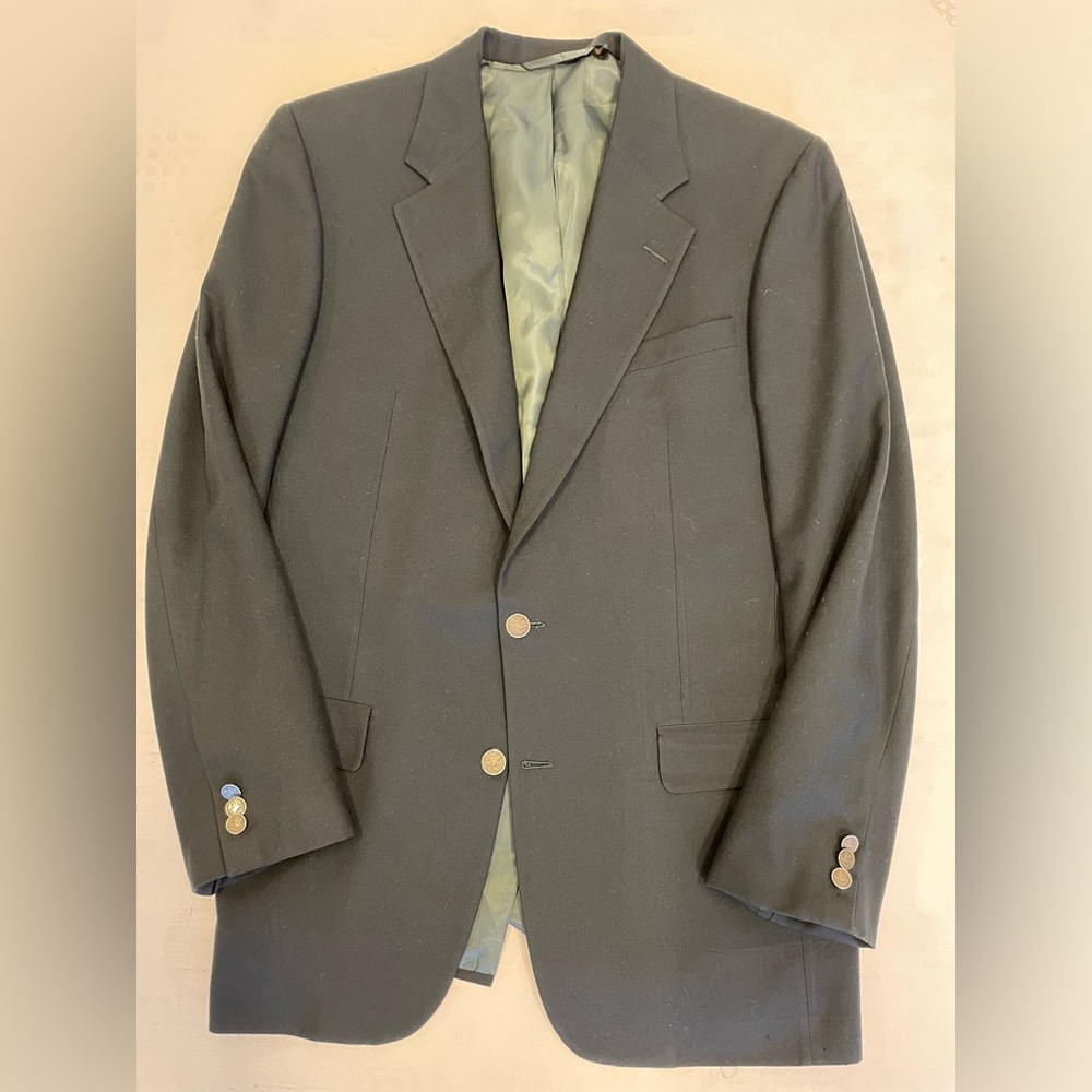 HICKEY FREEMAN Made in USA Vintage Specialty Button Wool‎ Blazer in Black 42 L